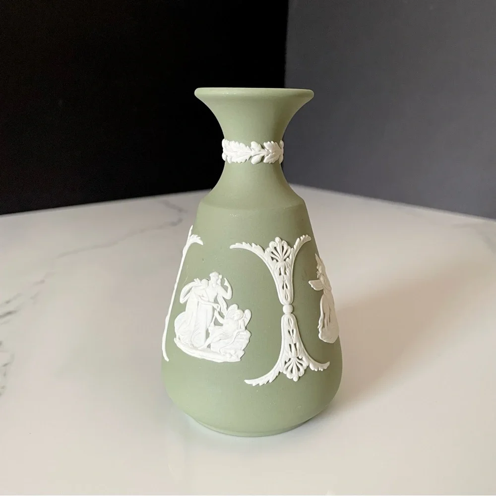 Green Bud Vase - Jasperware by Wedgwood